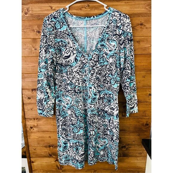 Lilly Pulitzer Dresses & Skirts - Lilly Pulitzer Cotton Juliet Dress in Shorely Blue Hippy Hippy Shake Butterfly s